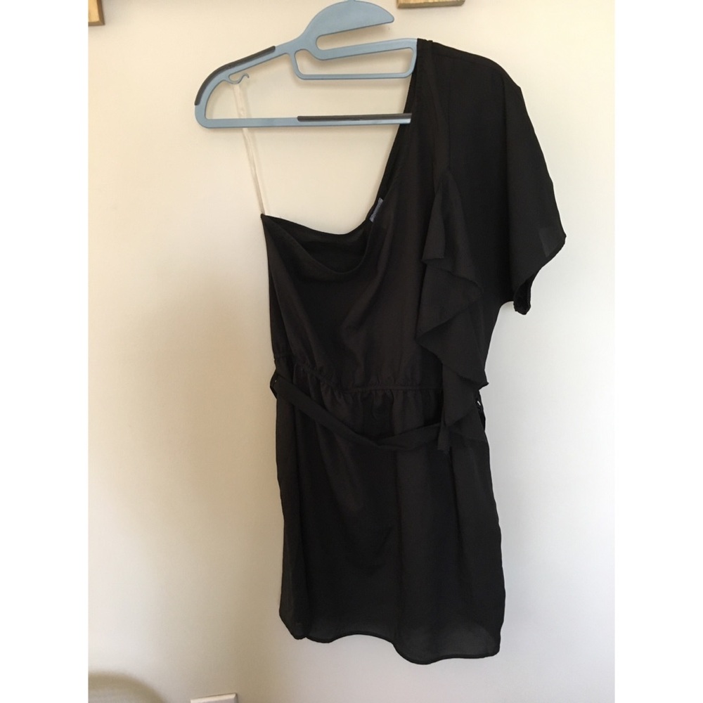 Charming Charlie Black One Shoulder Dress w Ruffle